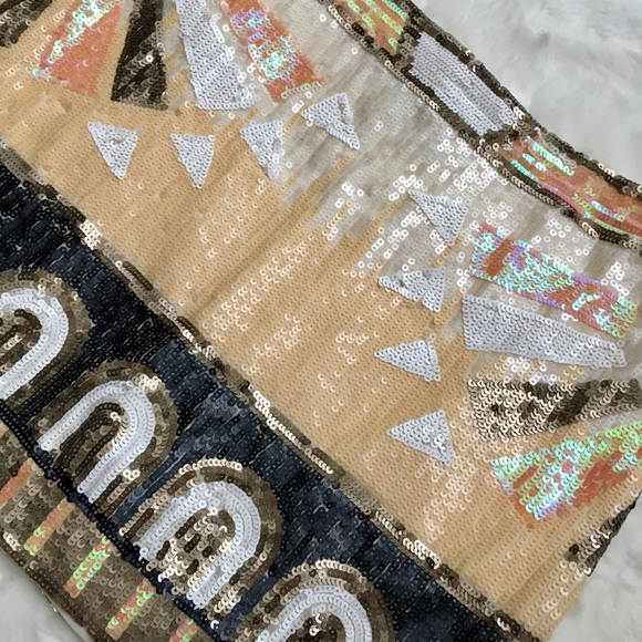 Aztec Style Sequin Mini Skirt Small - Picture 2 of 5